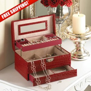 DELUXE RED JEWELRY BOX